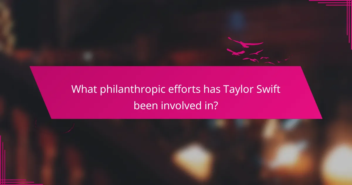What philanthropic efforts has Taylor Swift been involved in?